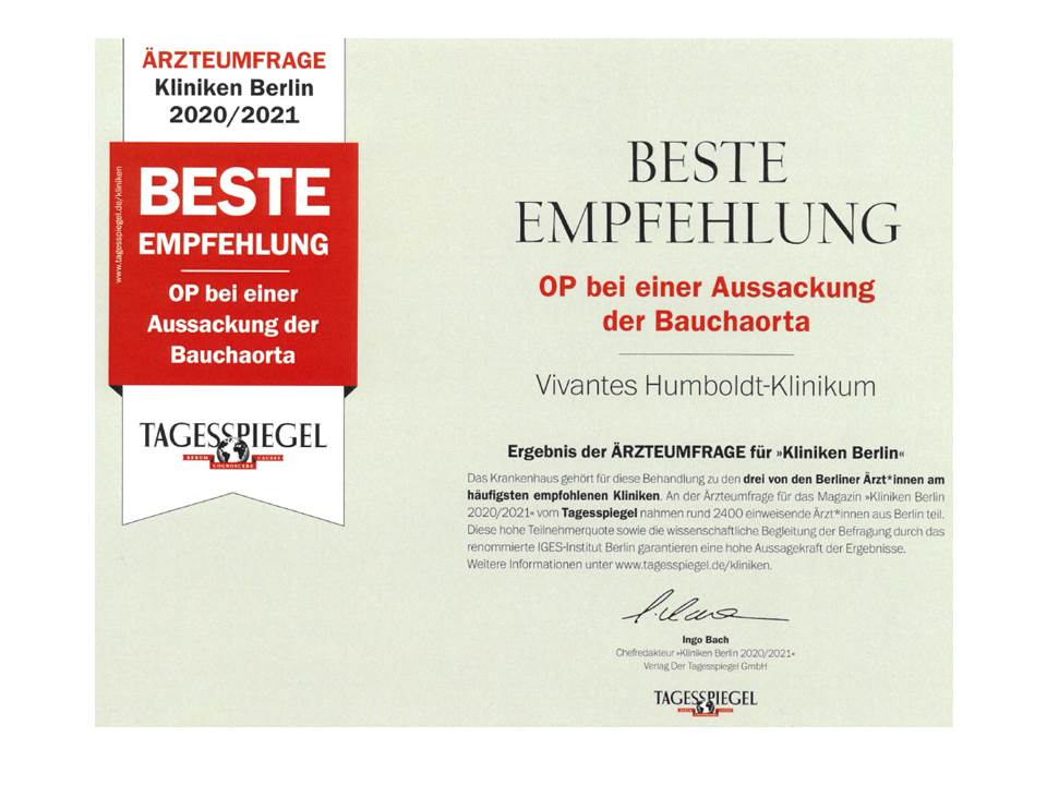 Bauchaortenaneurysma Empfehlung